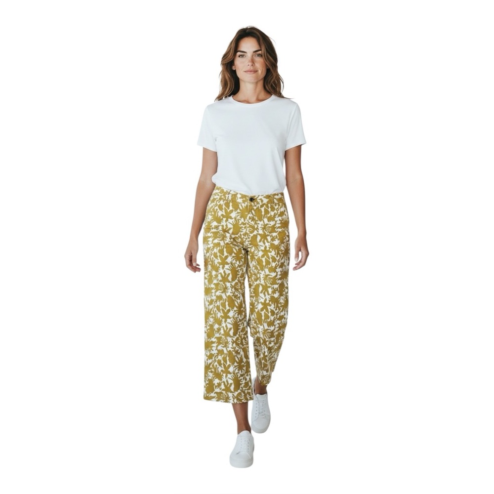 Elizabeth Wilson Abstract Print Wide Leg Crop Pant